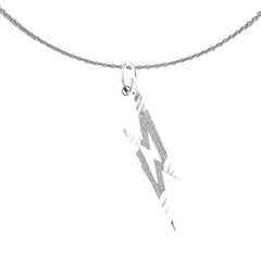 Sterling Silver Lightning Bolt Pendant (Rhodium or Yellow Gold-plated)