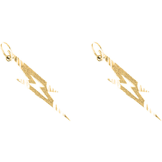 Yellow Gold-plated Silver 29mm Lightning Bolt Earrings
