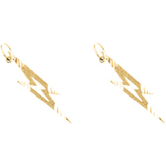 Yellow Gold-plated Silver 29mm Lightning Bolt Earrings