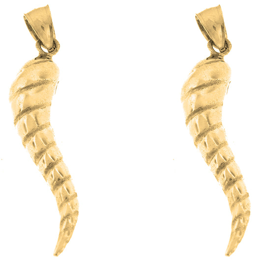 Yellow Gold-plated Silver 37mm Solid Italian Horn Earrings