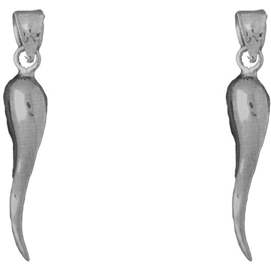 Sterling Silver 41mm Solid Italian Horn Earrings