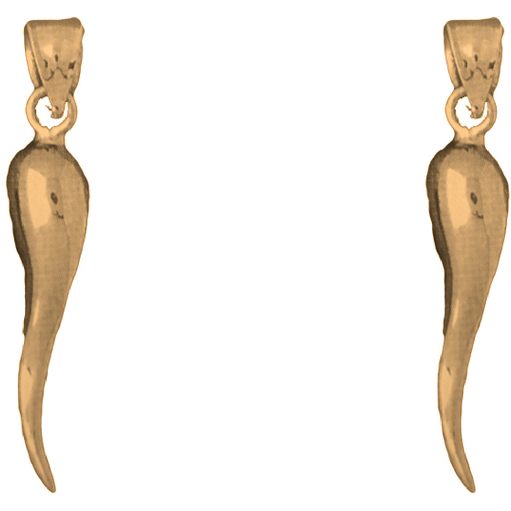 Yellow Gold-plated Silver 41mm Solid Italian Horn Earrings