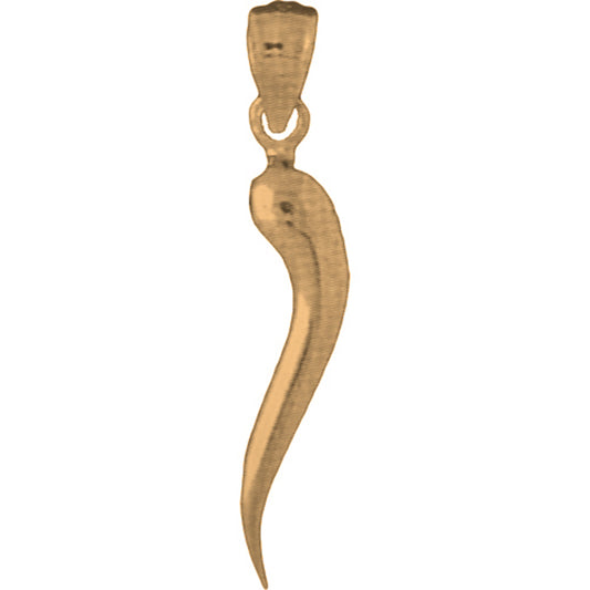 Yellow Gold-plated Silver Italian Horn (Solid) Pendant