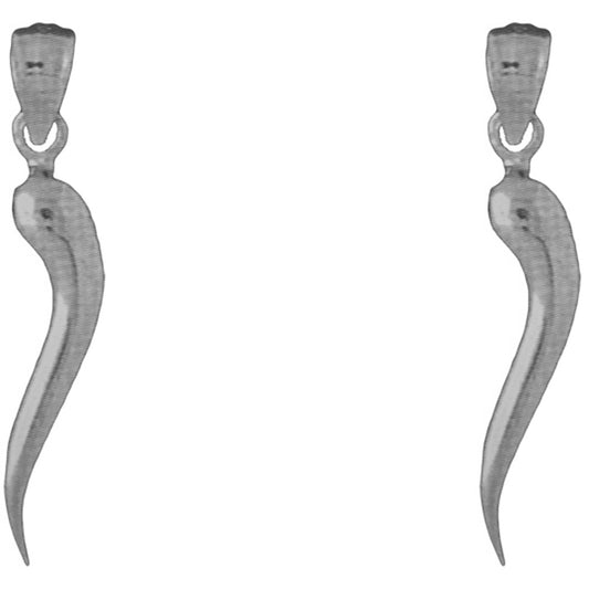 Sterling Silver 32mm Solid Italian Horn Earrings