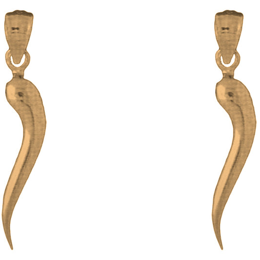 Yellow Gold-plated Silver 32mm Solid Italian Horn Earrings