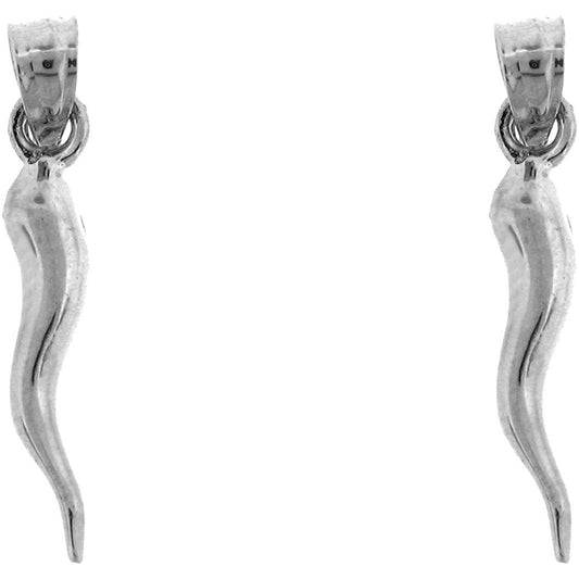 Sterling Silver 24mm Solid Italian Horn Earrings