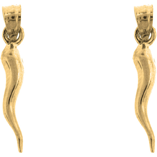 Yellow Gold-plated Silver 24mm Solid Italian Horn Earrings