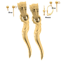 14K or 18K Gold 18mm Solid Italian Horn Earrings