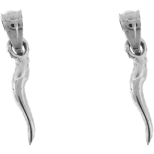 Sterling Silver 18mm Solid Italian Horn Earrings