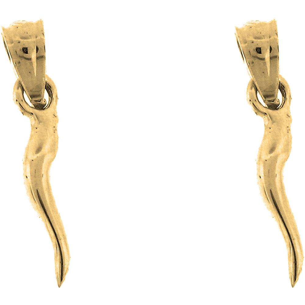 14K or 18K Gold 18mm Solid Italian Horn Earrings
