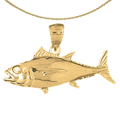 Colgante de atún de plata de ley (bañado en rodio o oro amarillo)