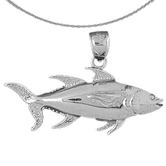 Sterling Silver Tuna Pendant (Rhodium or Yellow Gold-plated)