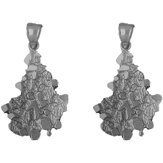 Sterling Silver 40mm Nugget Earrings