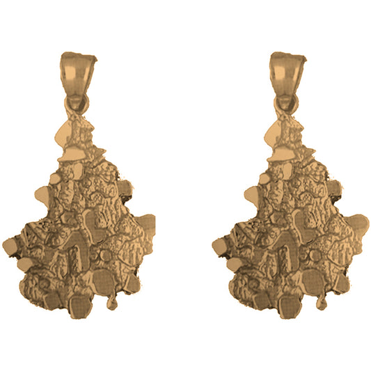 Yellow Gold-plated Silver 40mm Nugget Earrings