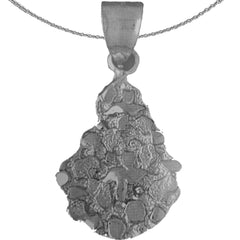 Sterling Silver Nugget Pendant (Rhodium or Yellow Gold-plated)