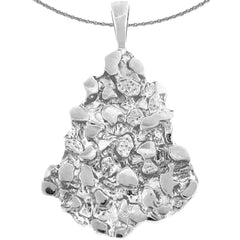 Sterling Silver Nugget Pendant (Rhodium or Yellow Gold-plated)