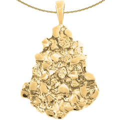 Sterling Silver Nugget Pendant (Rhodium or Yellow Gold-plated)