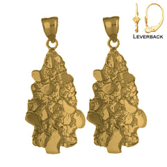 14K or 18K Gold 43mm Nugget Earrings