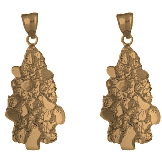 Yellow Gold-plated Silver 43mm Nugget Earrings