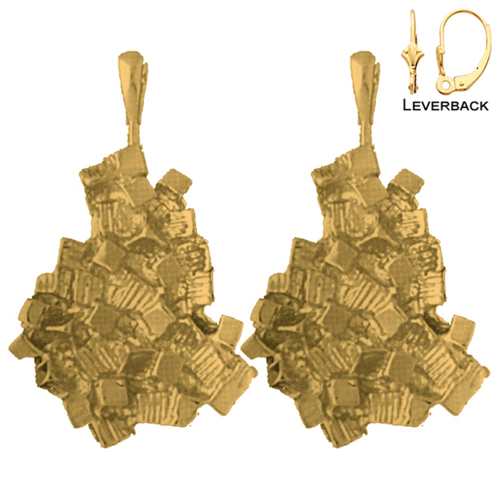 14K or 18K Gold 37mm Nugget Earrings
