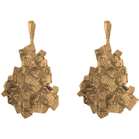 Yellow Gold-plated Silver 37mm Nugget Earrings