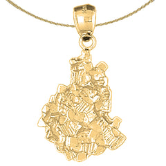 Sterling Silver Nugget Pendant (Rhodium or Yellow Gold-plated)