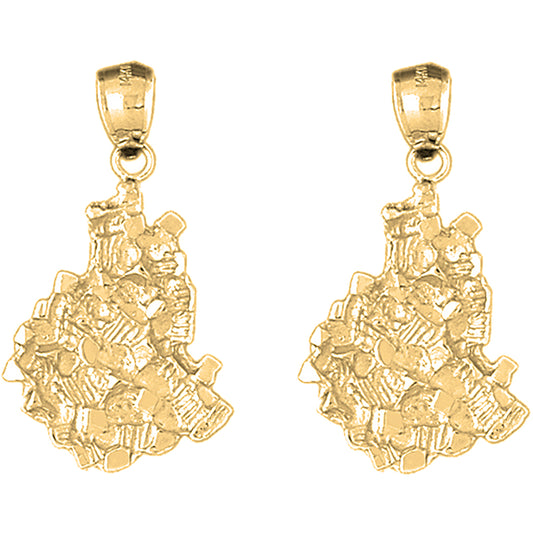 Yellow Gold-plated Silver 36mm Nugget Earrings