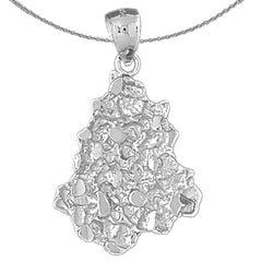 Sterling Silver Nugget Pendant (Rhodium or Yellow Gold-plated)