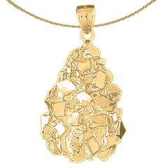 Sterling Silver Nugget Pendant (Rhodium or Yellow Gold-plated)