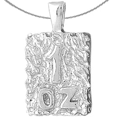 Colgante de pepita de plata de ley de "1 oz" (chapado en rodio o oro amarillo)