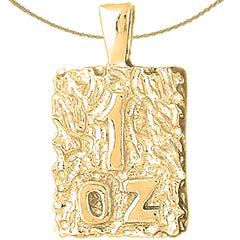 Colgante de pepita de plata de ley de "1 oz" (chapado en rodio o oro amarillo)