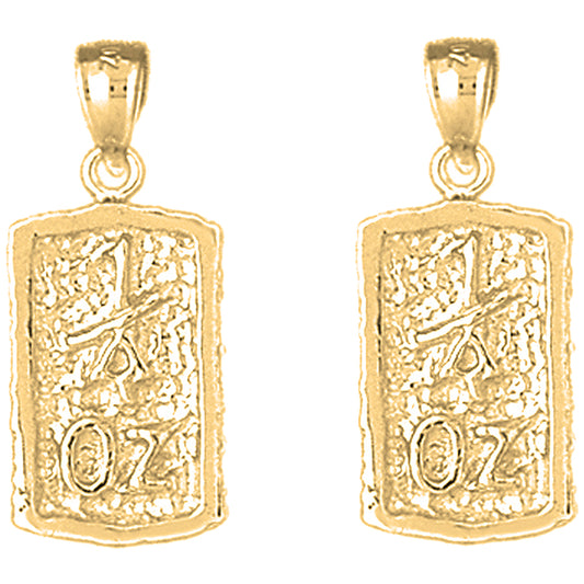 Yellow Gold-plated Silver 27mm "1 Oz" Nugget Earrings