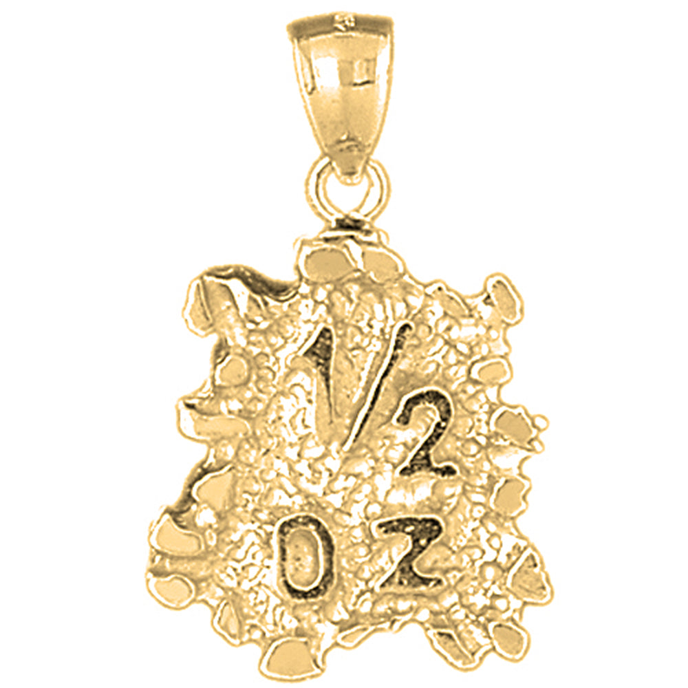 Yellow Gold-plated Silver "1/2 Oz" Nugget Pendant