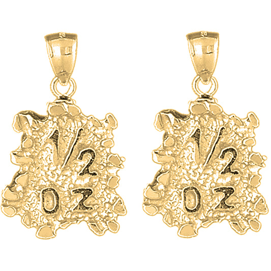 Yellow Gold-plated Silver 34mm "1/2 Oz" Nugget Earrings