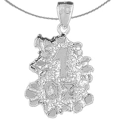 Sterling Silver "1 Oz" Nugget Pendant (Rhodium or Yellow Gold-plated)