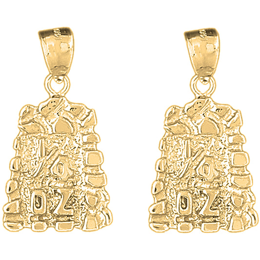 Yellow Gold-plated Silver 33mm "1/4 Oz" Nugget Earrings