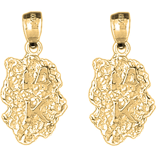 Yellow Gold-plated Silver 25mm "14K" Nugget Earrings