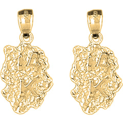 Yellow Gold-plated Silver 25mm "14K" Nugget Earrings