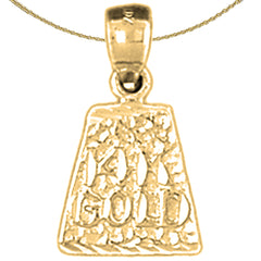 Sterling Silver "14K Gold" Nugget Pendant (Rhodium or Yellow Gold-plated)