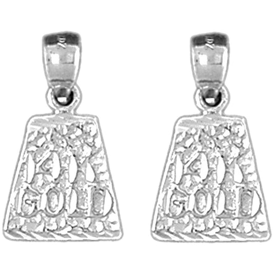 Sterling Silver 19mm "Rhodium-plated 925 Sterling Silver" Nugget Earrings