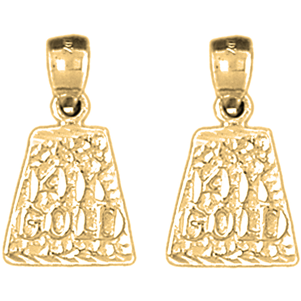 14K or 18K Gold 19mm "14K Yellow Gold" Nugget Earrings