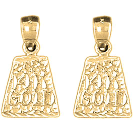 14K or 18K Gold 19mm "14K Yellow Gold" Nugget Earrings