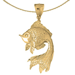 Sterling Silver Goldfish Pendant (Rhodium or Yellow Gold-plated)