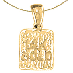 Sterling Silver "14K Gold" Nugget Pendant (Rhodium or Yellow Gold-plated)