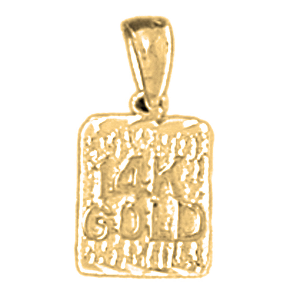 Yellow Gold-plated Silver "14K Gold" Nugget Pendant