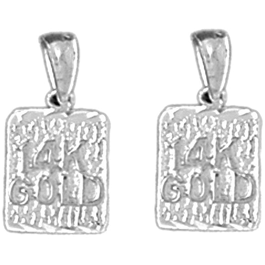 Sterling Silver 16mm "Rhodium-plated 925 Sterling Silver" Nugget Earrings