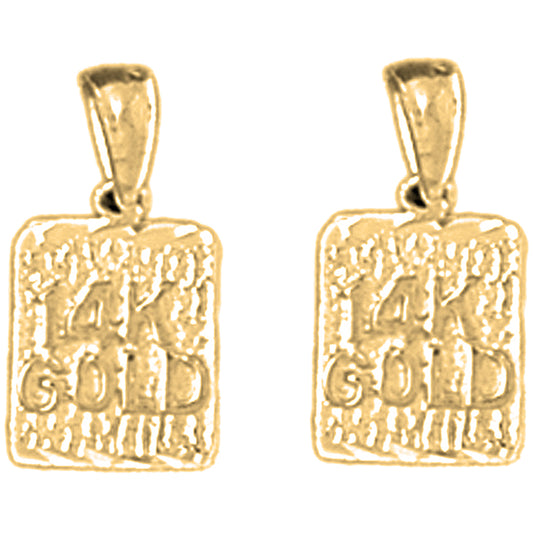 Yellow Gold-plated Silver 16mm "Rhodium-plated 925 Yellow Gold-plated Silver" Nugget Earrings