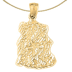 Sterling Silver "14K" Nugget Pendant (Rhodium or Yellow Gold-plated)