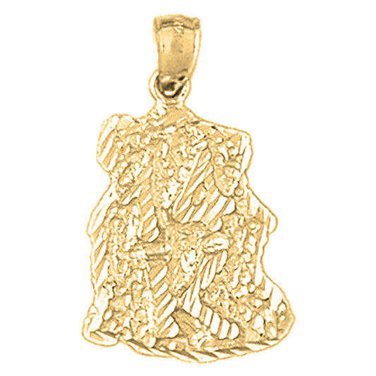 Yellow Gold-plated Silver "14K" Nugget Pendant