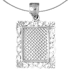Sterling Silver Handcut Frame Plate Pendant (Rhodium or Yellow Gold-plated)